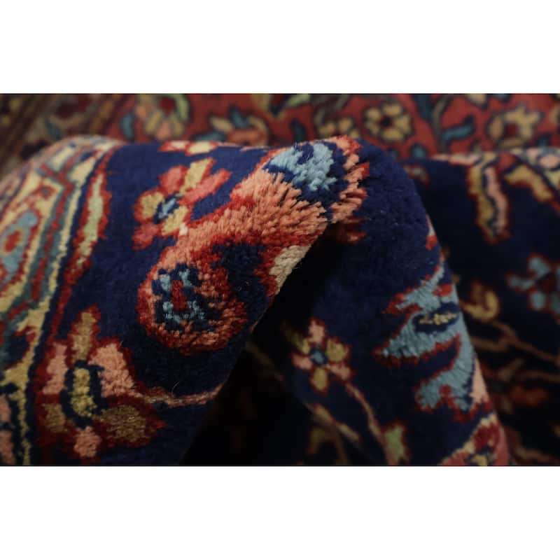 Hand Knotted Oriental 100% Wool Carpet Traditional All-Over Navy Blue & Blues Sarouk Area Rug - 10' 0'' X 8' 2''