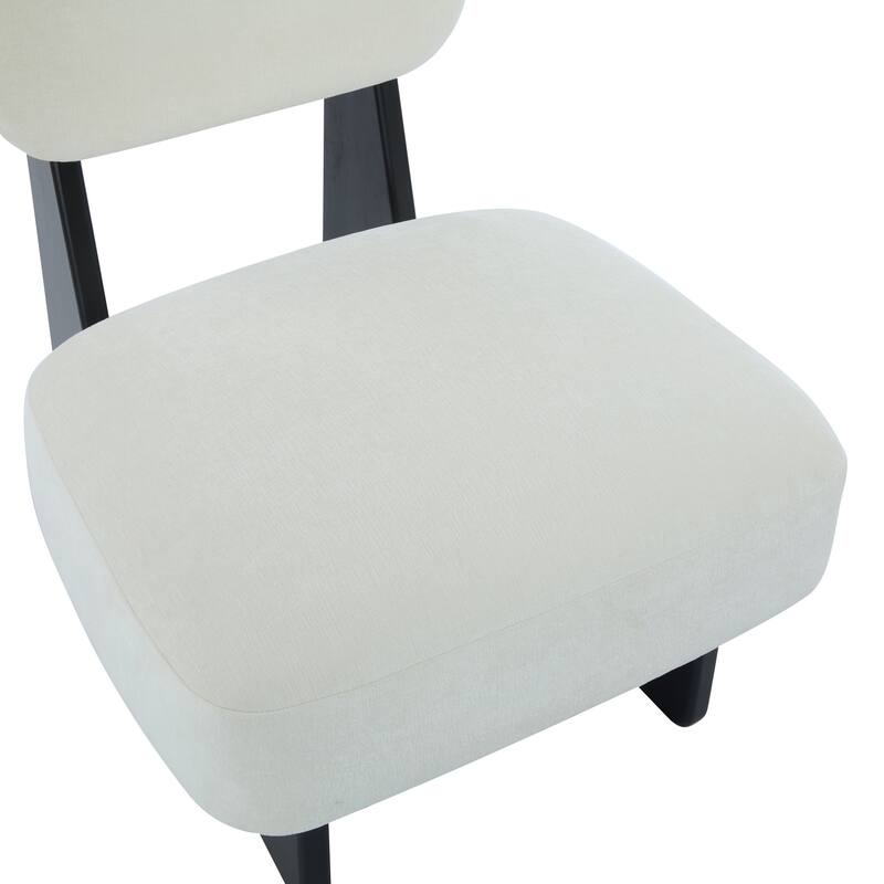 Low Profile Accent Chair Set of 2, Modern Living Room Armless Lounge Chair, Fabric Reading Chair with Wooden Frame