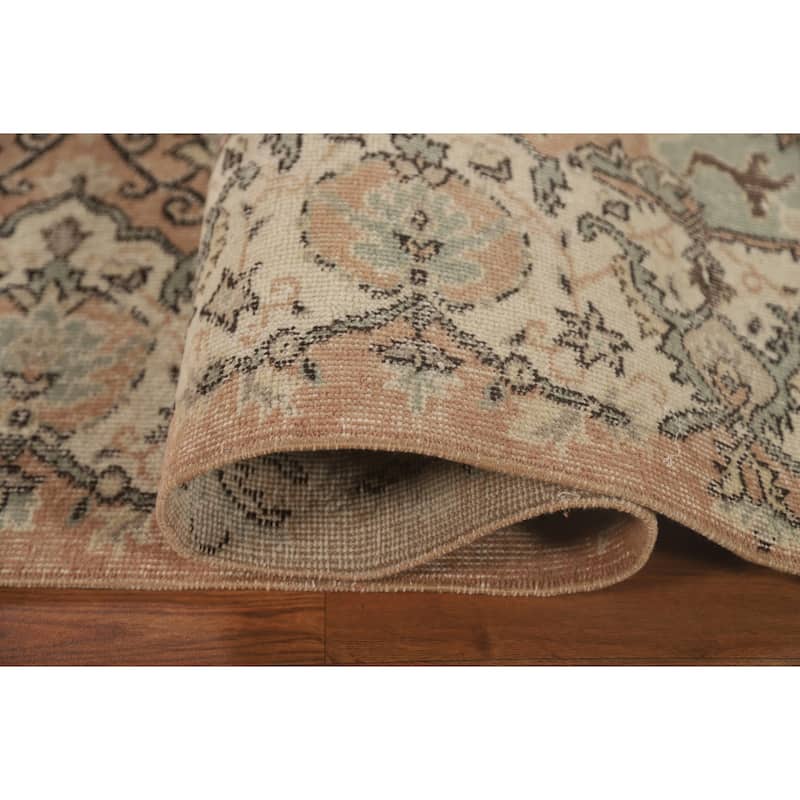 Distressed Sparta Turkish Vintage Rug Hand-Knotted Solid Wool Carpet - 6'6" x 9'9"