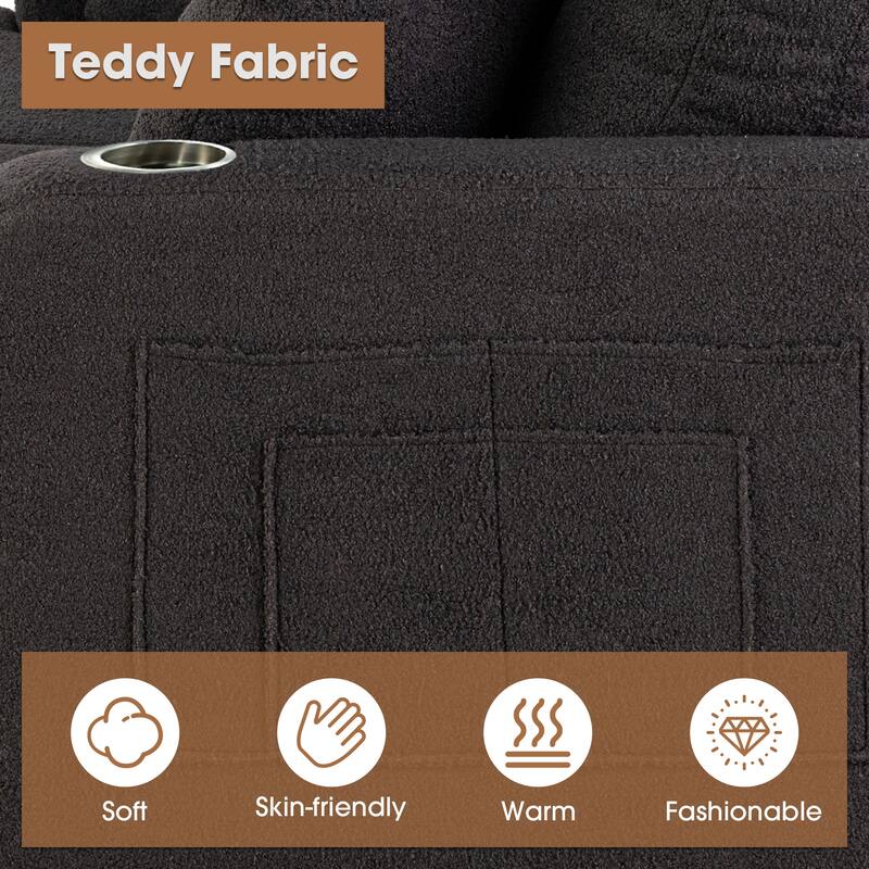 Modern Black Fabric 3-Piece Living Room Sofa Set with Loveset and Ottoman