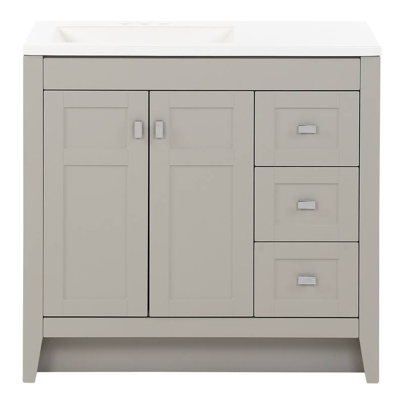 Spring Mill Cabinets Lonsdale 36.5" 2-Door Bathroom Vanity With 3 Drawers and White Sink Top