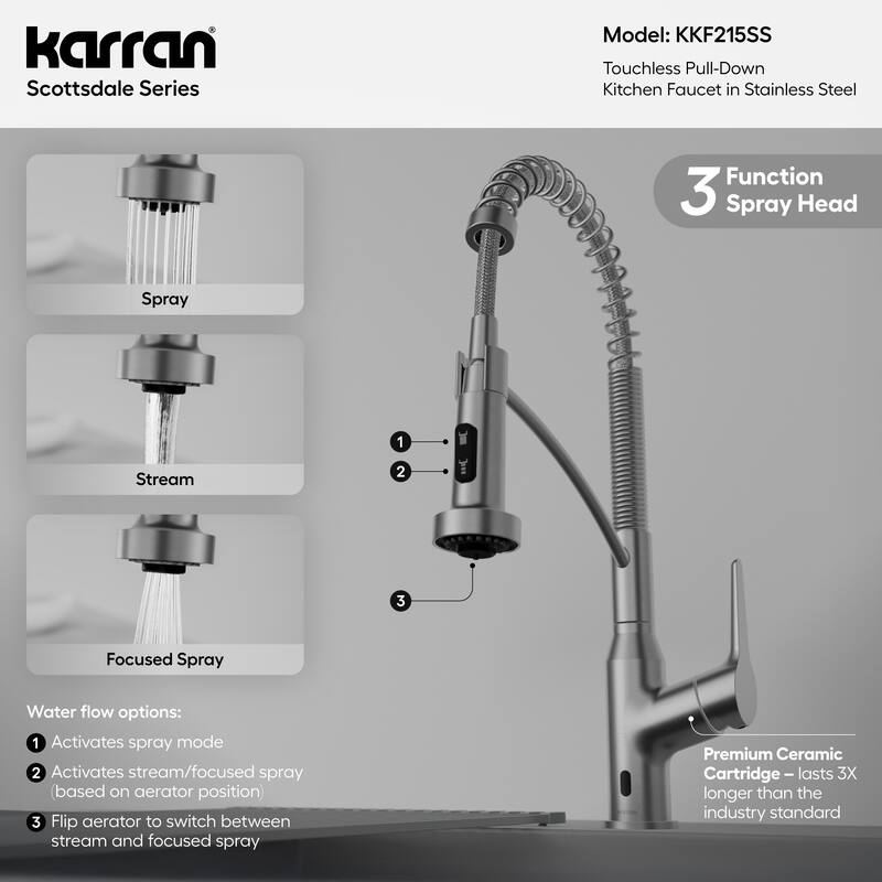 Karran Scottsdale Touchless Single-Handle Pull-Down Sprayer Kitchen Faucet
