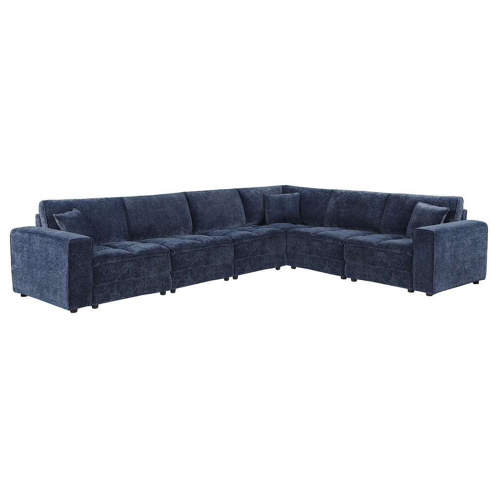 Atlantic 6-Piece Upholstered Modular Sectional Sofa Blue