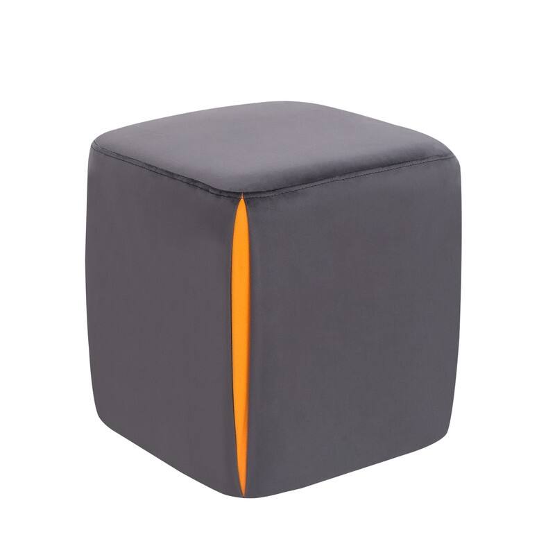 Adeco 14" Small Ottoman Footrest Stool- Velvet Seating Stool Ottoman