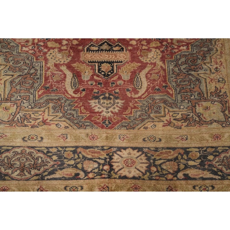 Hand Knotted Traditional Silk Orange Geometric Area Rug - 5' 9'' X 4' 2''