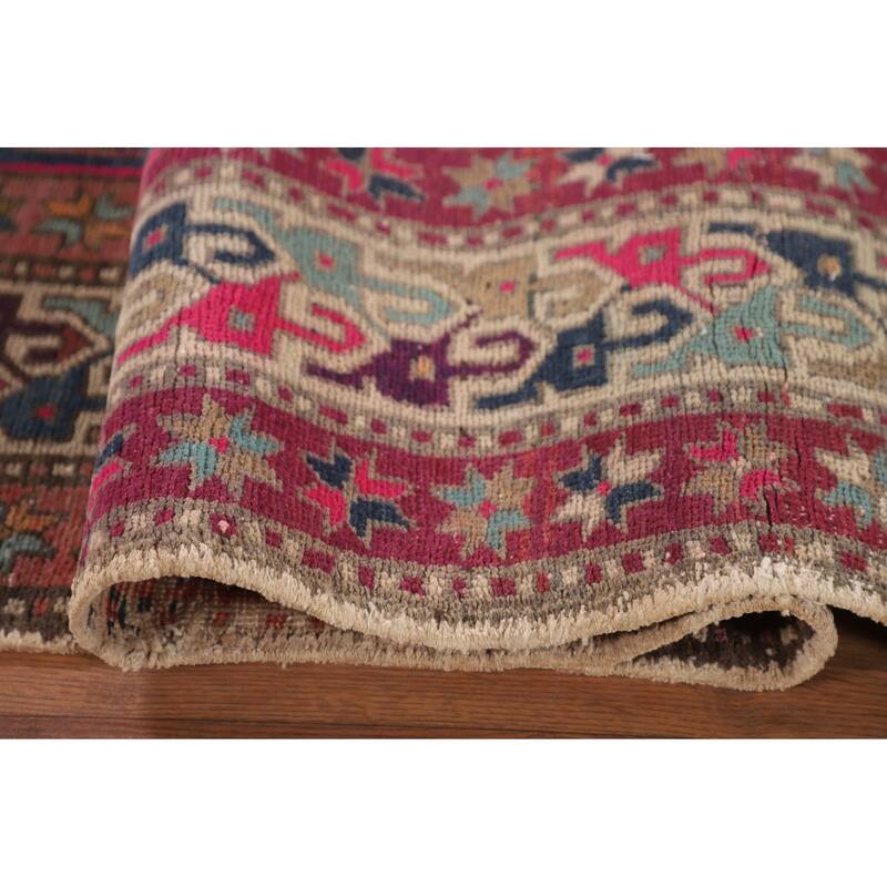 Navy Blue Meshkin Persian Vintage Runner Rug Handmade Wool Carpet - 4'3"x 11'8"