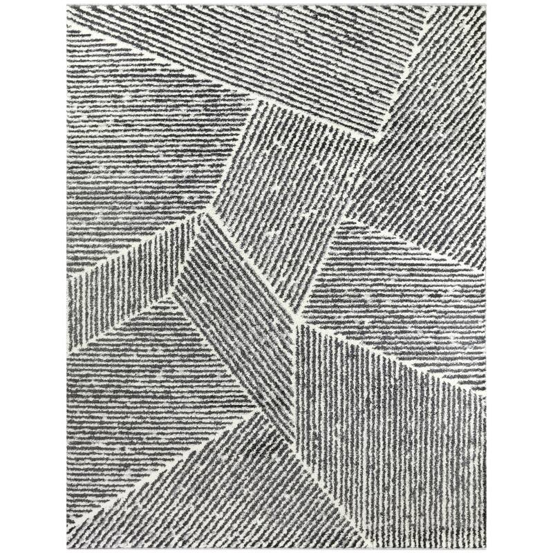 Larsen Modern Varied Stripes Area Rug - 6'7" x 9' - Charcoal Grey