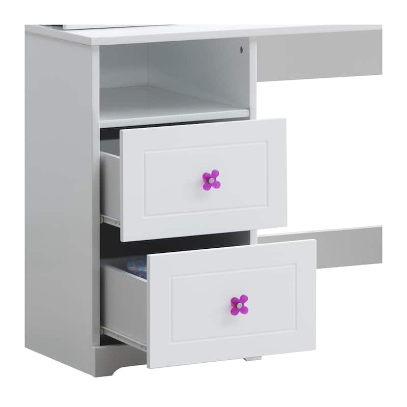 White Desk with Hutch - Home Office Study Writing Desk - Modern Storage Solution