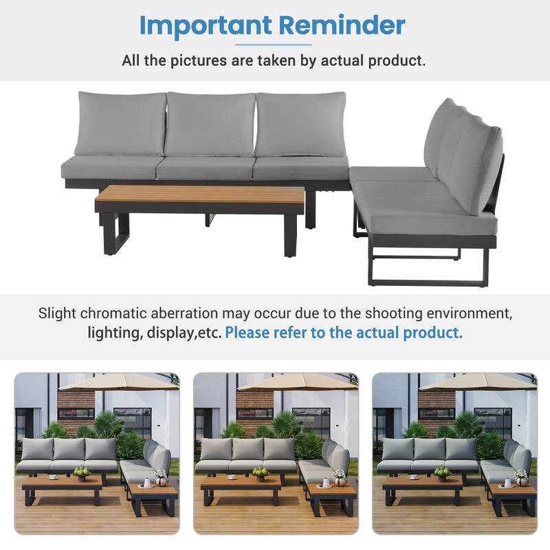 Outdoor Sectional Sofa Set Patio Conversation Set Patio Seating Group Outdoor Daybed with Adjustable Reclining Seats