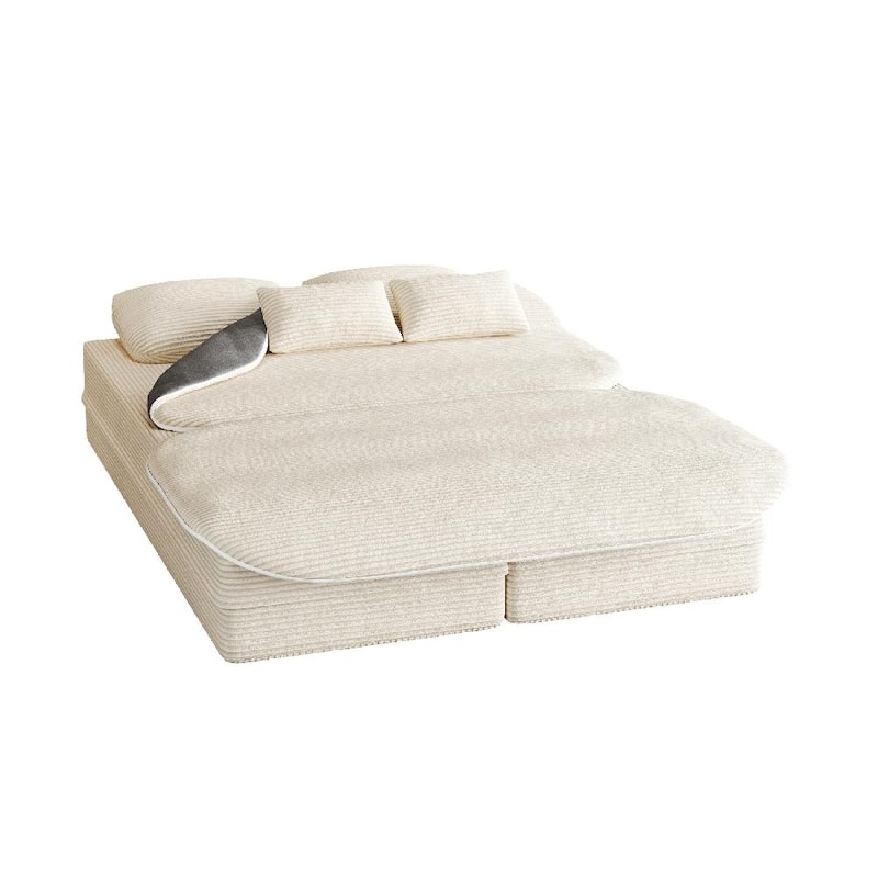 75''2-In-1 Foldable Convertible Sleeper Foam Sofa Bed with Multi Functional Blanket