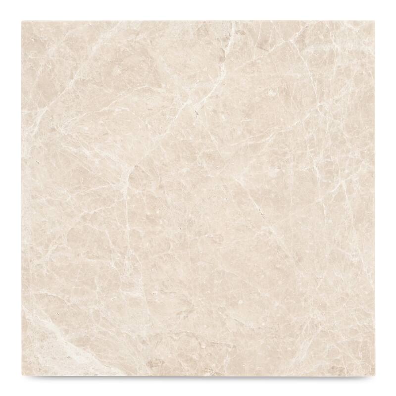 NADAAL STUDIOS Tylienne Side Table, Italian Botticino Marble, Hammered Blackened Iron Base