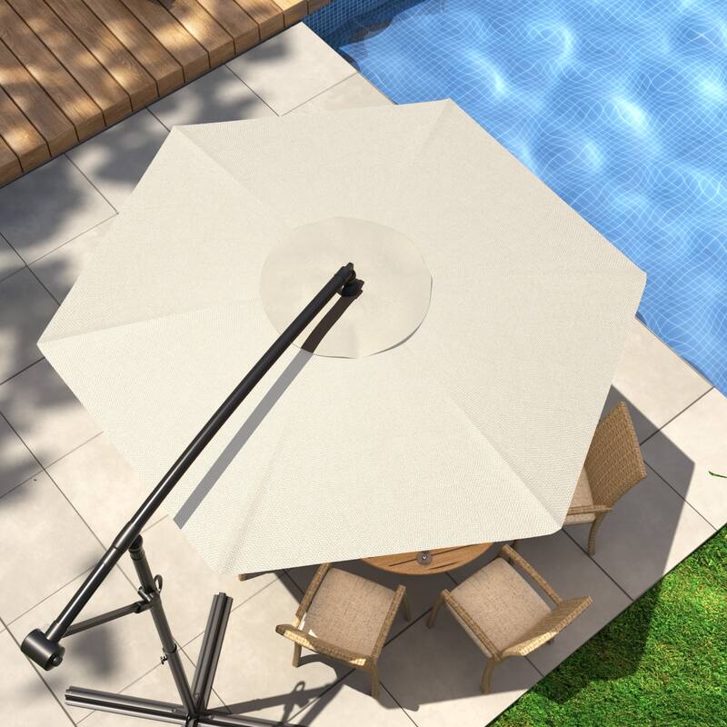 COSIEST 9ft Outdoor Patio Umbrella Offset Hanging Umbrella - White