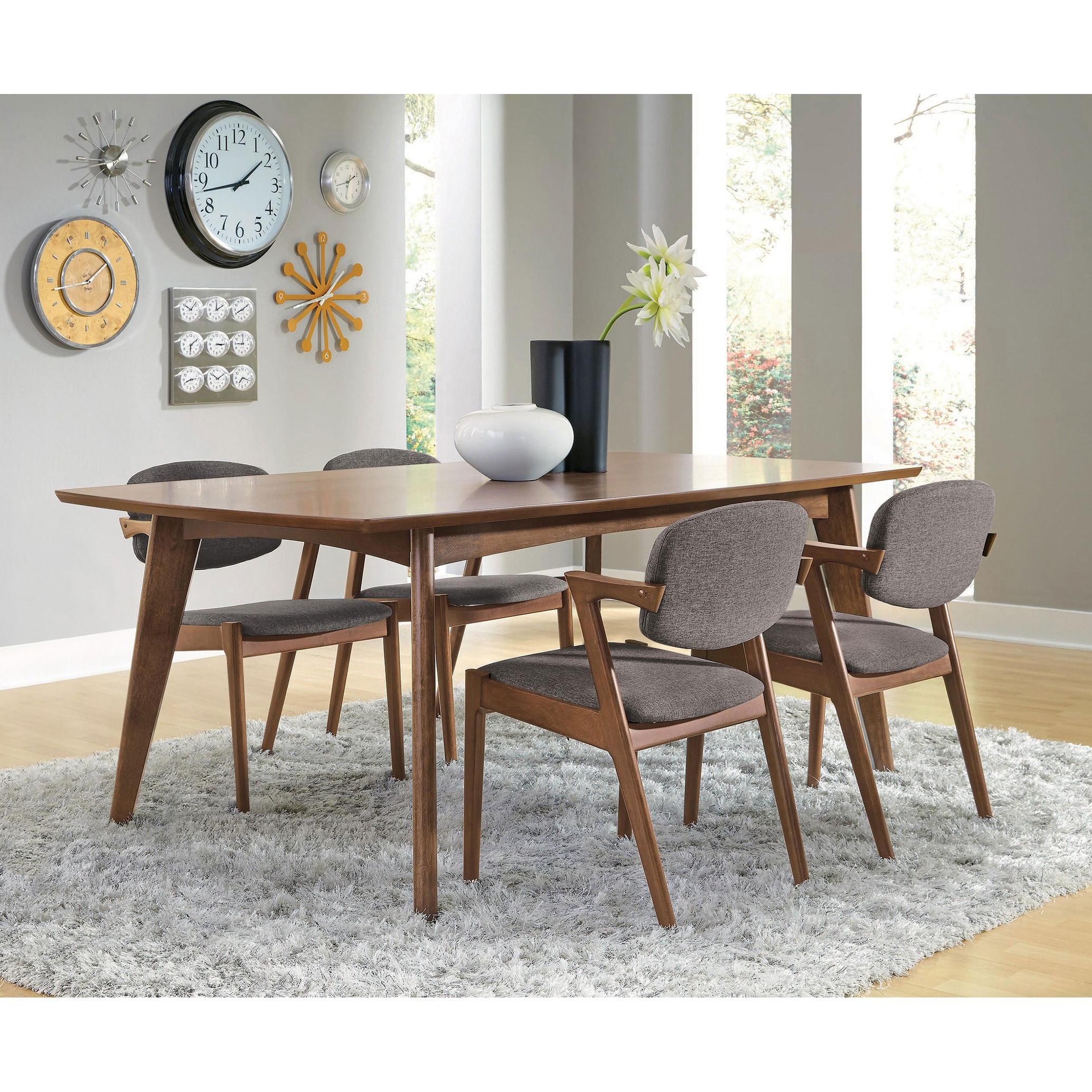 Malone Rectangular Dining Table Set Dark Walnut