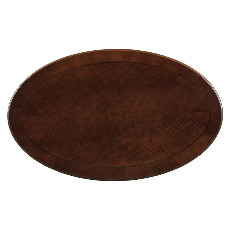 French Country Style Coffee Table Vintage Oval Coffee Table with Drawers and Storage Shelves, for Living Room