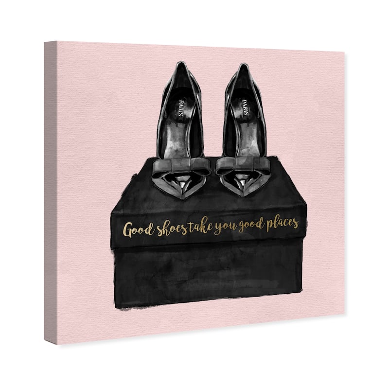 Wynwood Studio Canvas Fashion and Glam Good Shoes and Good Places Pink Pink and Pastel Pink Glam Wall Art Canvas Print