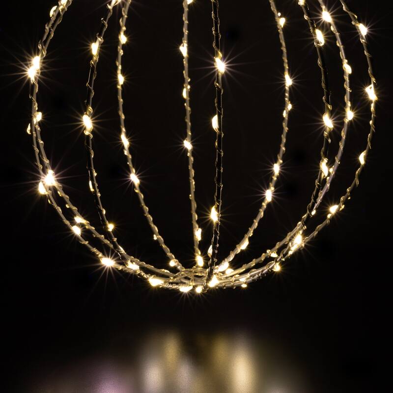 8-Inch LED Lighted Christmas Hanging Ball Decoration Warm White Lights