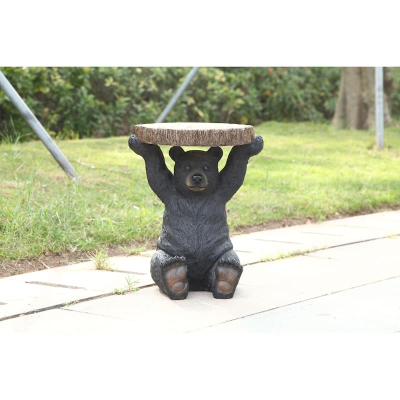 20" Sitting Bear Plant Stand Outdoor Garden Statue