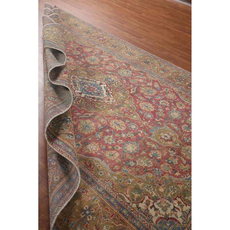 Kashan Vegetable Dye Persian Antique Area Rug Handmade Wool Carpet - 6'5" x 10'5"