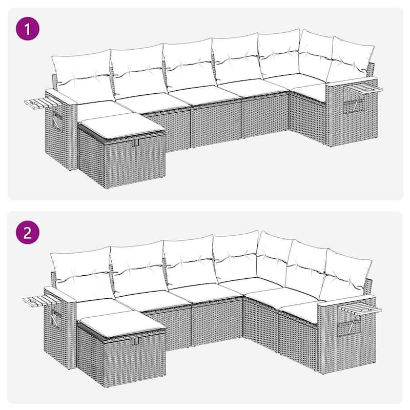 vidaXL Patio Sofa Set with Cushions Outdoor Conversation Furniture Poly Rattan