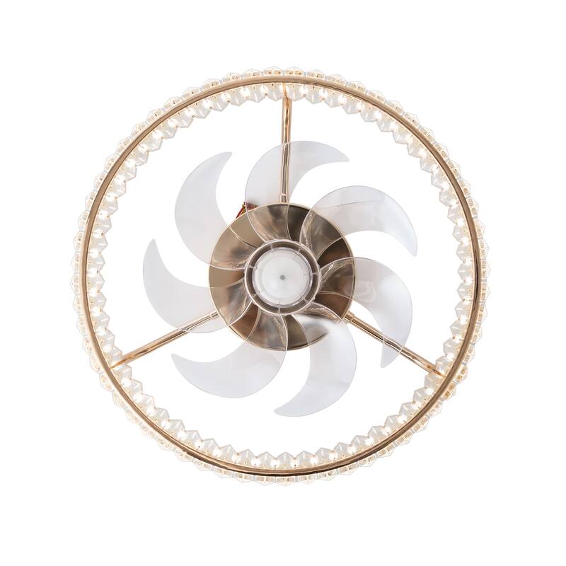20-In LED Rosa Gold Chandelier Ceiling Fan with Light Remote(7-blade)