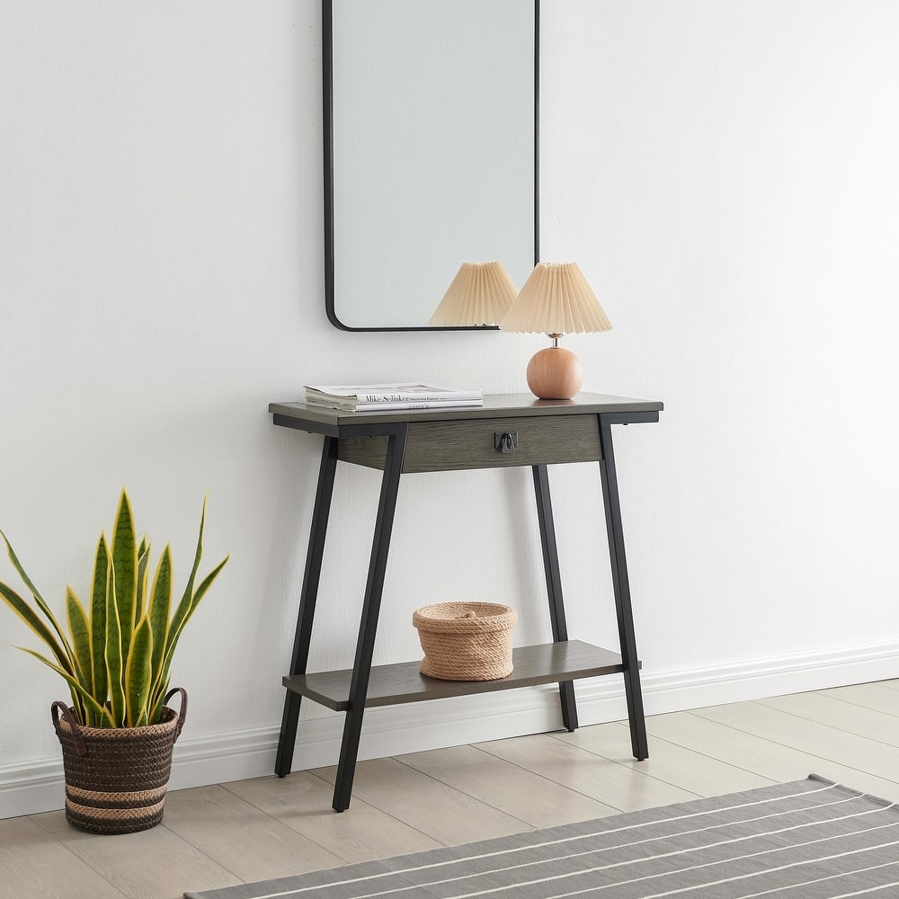 Leick Home Empiria Wood Console Table with Drawer and Metal Frame