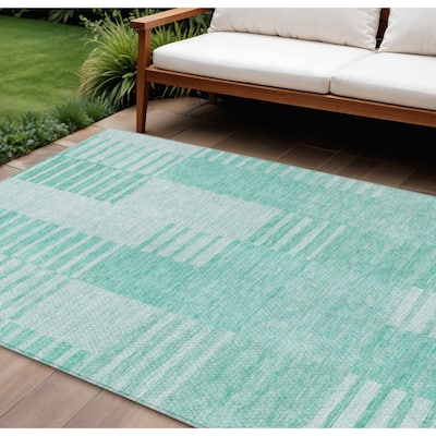 HomeRoots Striped Transitional Rectangle Outdoor Rug