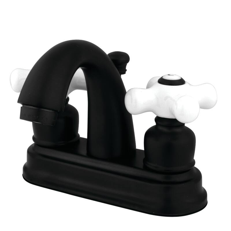 Restoration Two-Handle 3-Hole Deck Mount 4 in. Centerset Bathroom Faucet - Matte Black