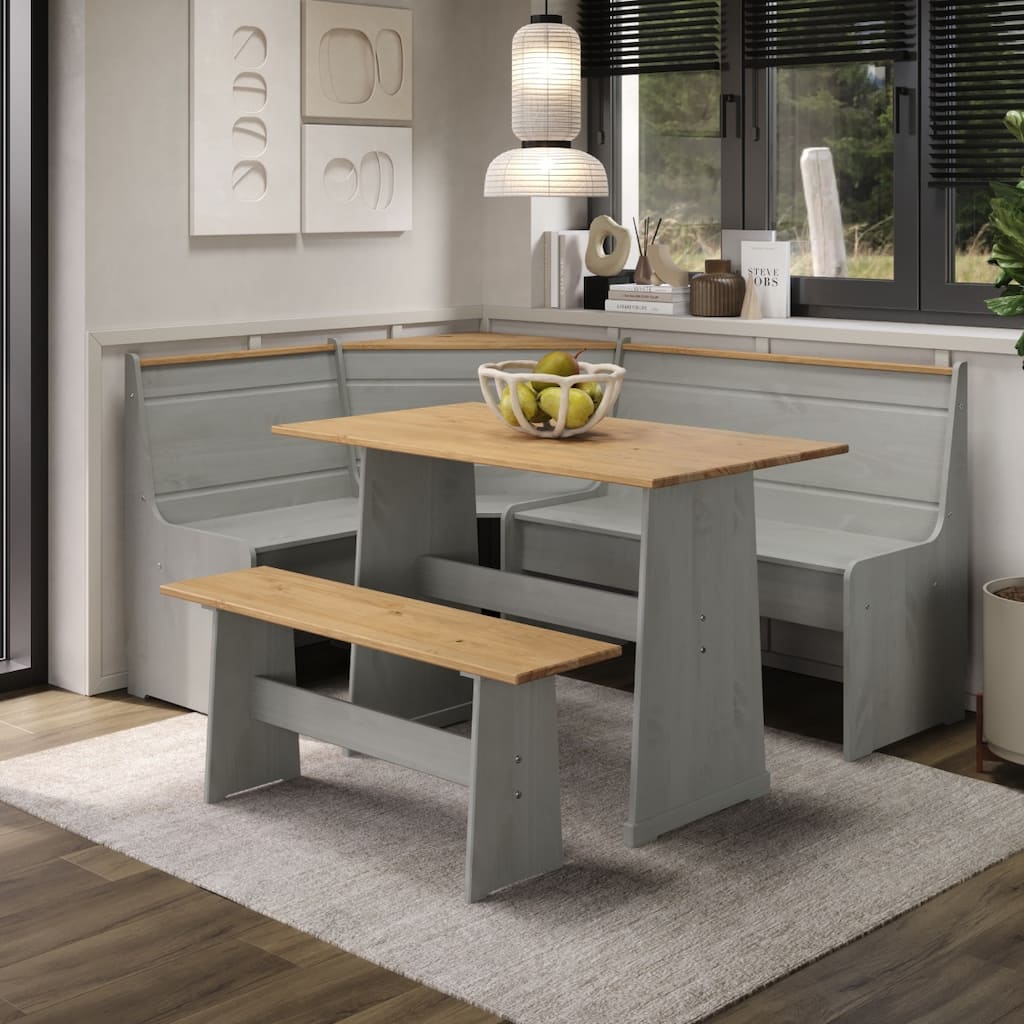 OSHOME Model COG805 Solid Pine Corner Dining Booth in Corona Gray