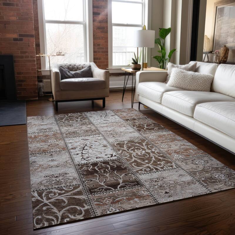 Elz Patchwork Weather Resistant Classic Meets Modern Outdoor Rug