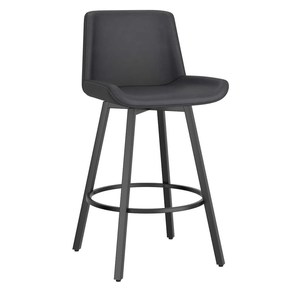 Modern Fabric and Metal 26" Counter Stool with Swivel, Set of 2