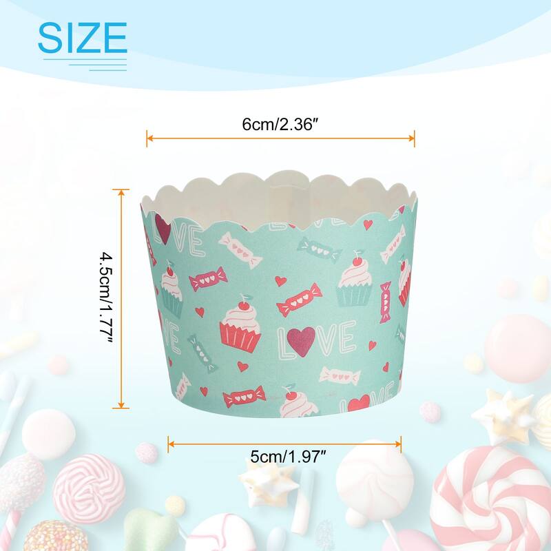100Pcs Paper Baking Cups Cupcake Muffins Liner Wrappers Cake LOVE Pattern - Small