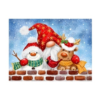 MAKIKO 'Gnome With Winter Friends' Canvas Art - Blue