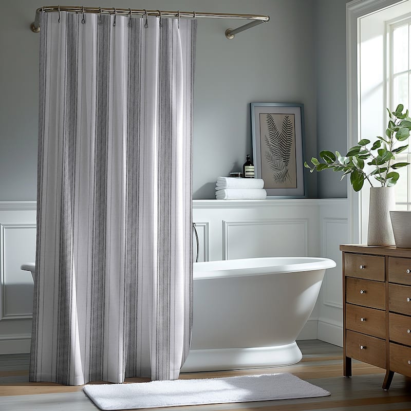Exclusive Fabrics Blossom Printed Shower Curtains with Hooks Included, 71 Inches Long (1 Panel)