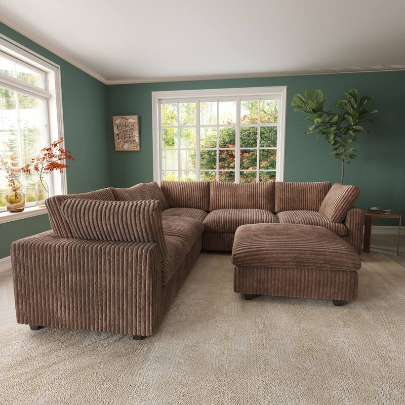 Cloud Corner Sofa Soft Plush Upholstered Modular Sectional Sofa Down Filled Living Room Couch
