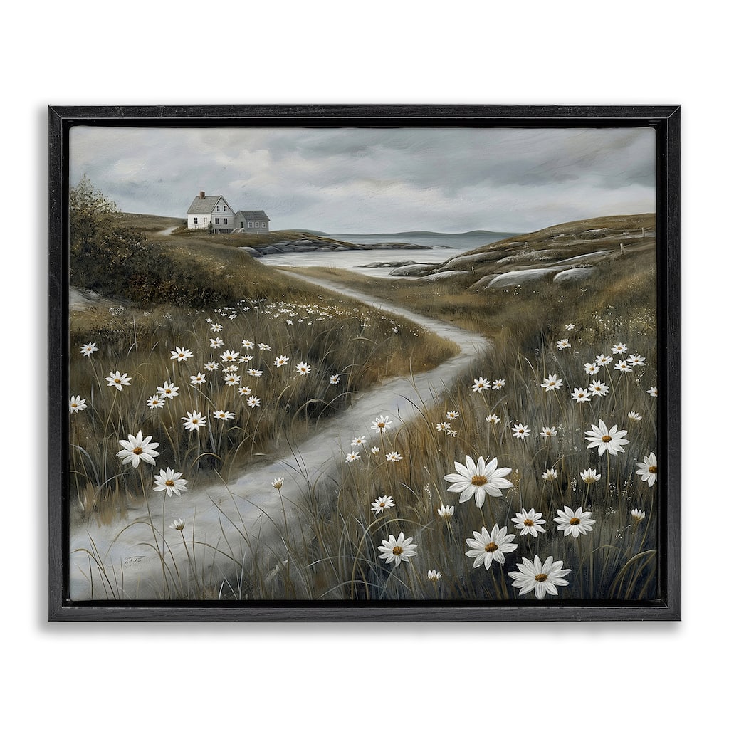 Stupell Serene Coastal Cottage Path Framed Floater Canvas Wall Art Design By Imagine It Images