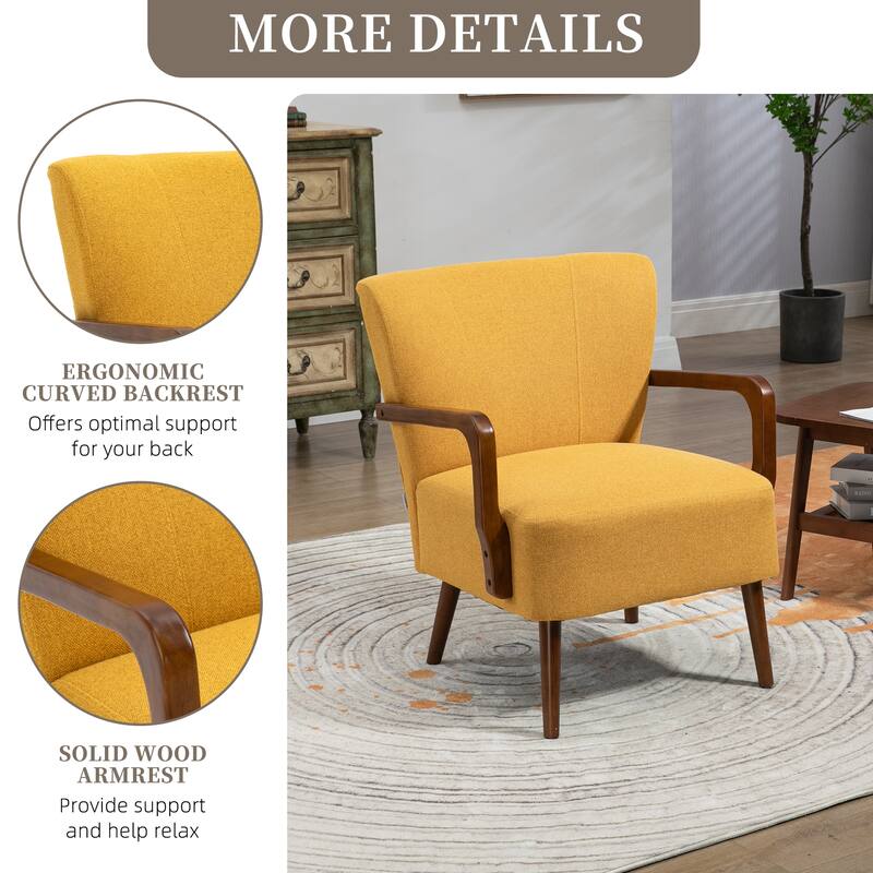 Modern chairs in the living room, wooden frame armchairs