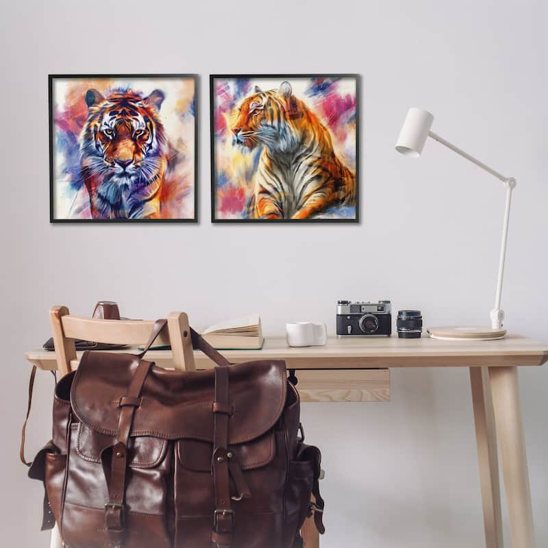 Stupell In The Wild Fierce Tiger Framed Giclee Art Design By Kim Allen (Set of 2)