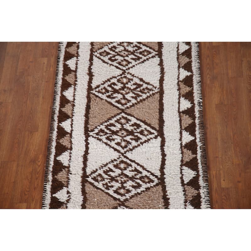 Natural Dye Tribal Anatolian Turkish Runner Rug Handmade Wool Carpet - 2'9"x 11'5"
