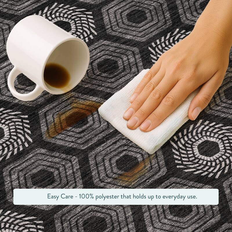 Machine Washable Indoor/ Outdoor Modern Hugoton Chantille Rug