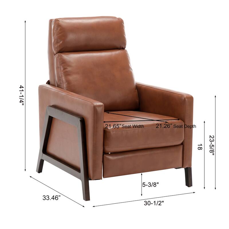 Brown Modern Upholstered Recliner with Solid Wood Frame