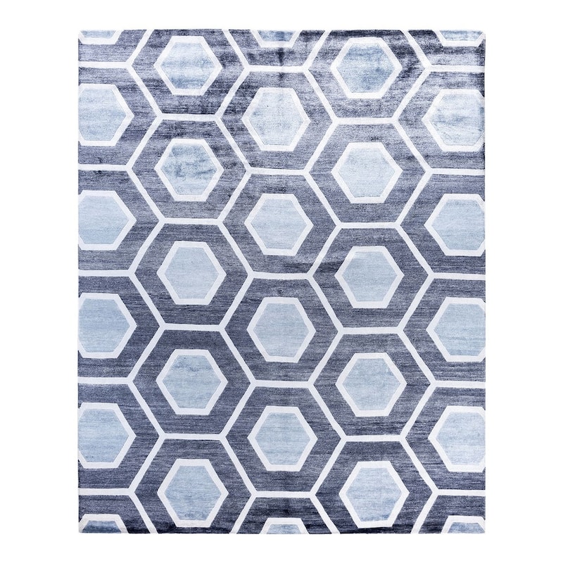 Modern One-of-a-Kind Hand-Knotted Area Rug, Gray - 8' 3" x 10' 2"