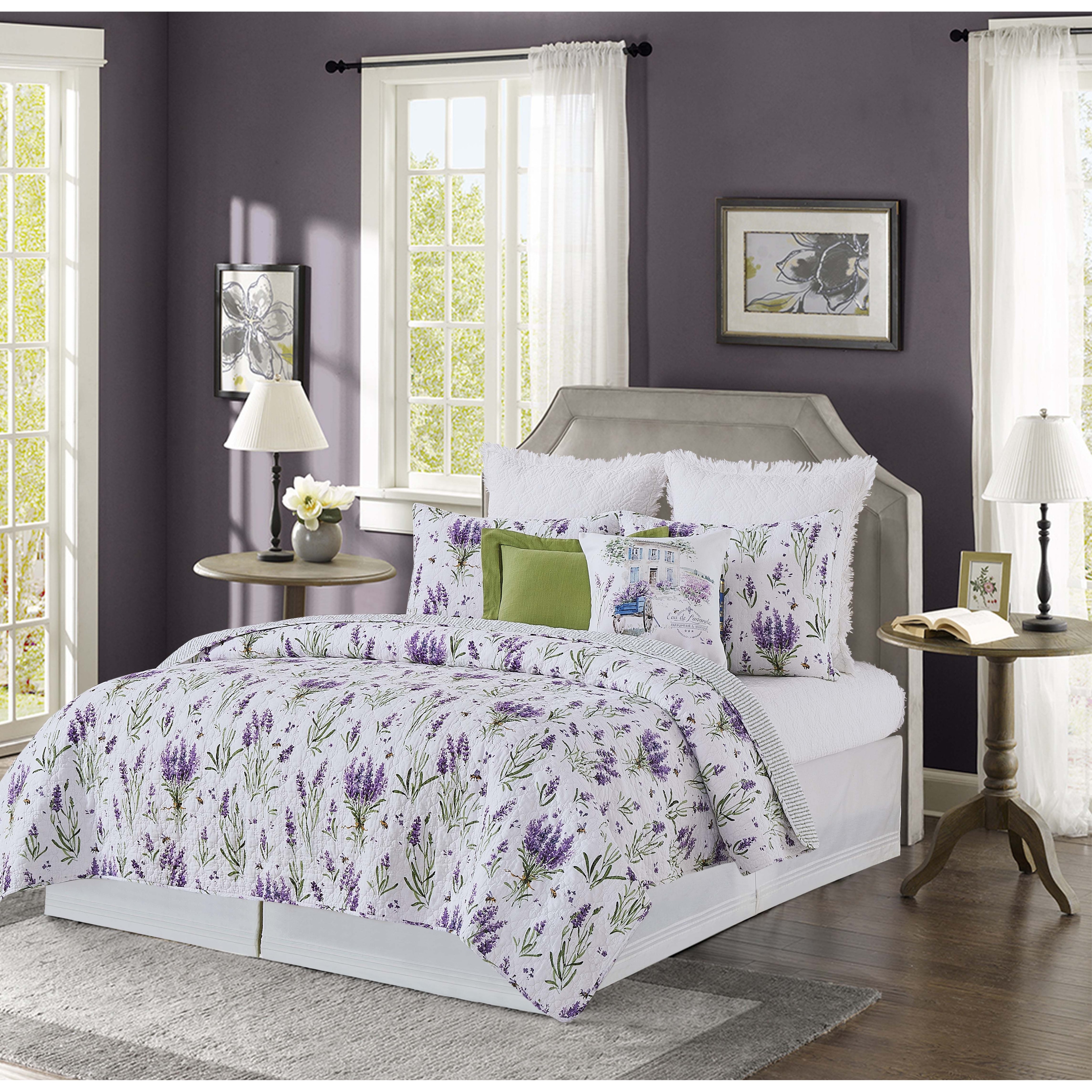 Lavender Fields Cotton Reversible Machine Washable Quilt Set