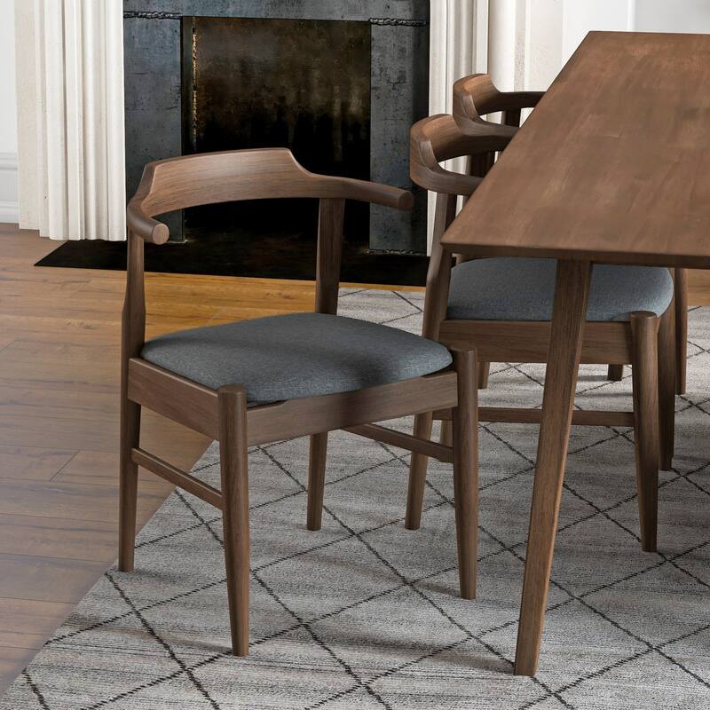 GDFStudio - Leon Modern Mid-Century Fabric Dining Chair with Solid Wood Frame & Tapered Leg Design, Set of 2 - 28.4"