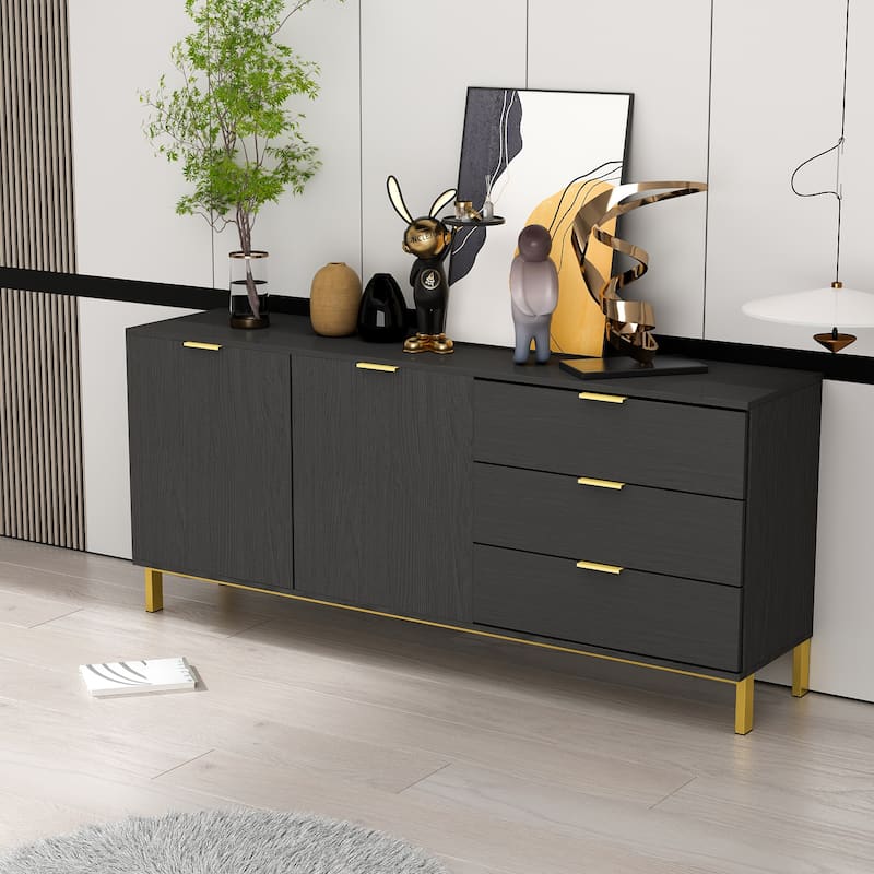 Timechee Mid-century Modern Dresser with Gold Legs