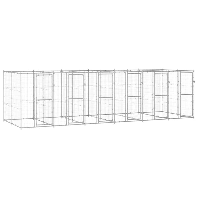 vidaXL Outdoor Dog Pen Pet Crate Kennel Cage Playpen House for Yard Steel
