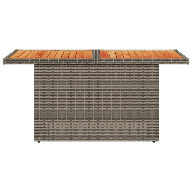 vidaXL Patio Table Rectangular Backyard Garden Poly Rattan and Acacia Wood - 39.4 x 21.7 x 28.7 in