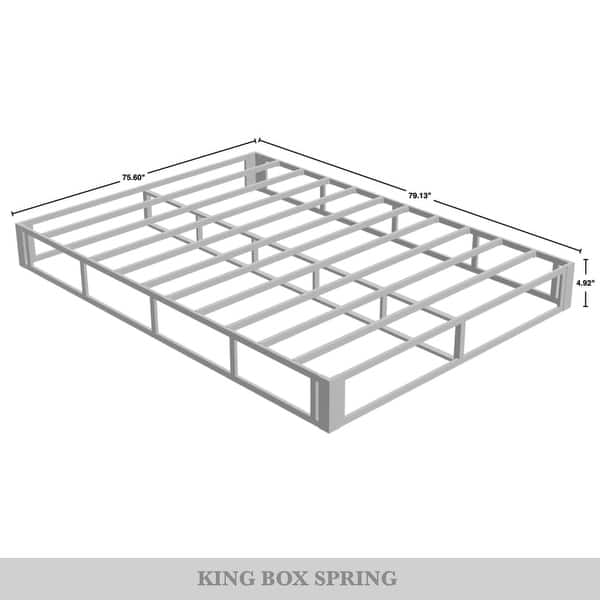 dimension image slide 0 of 3, CraftPorch 5-Inch Metal Box Spring with Warm Grey Linen Cover