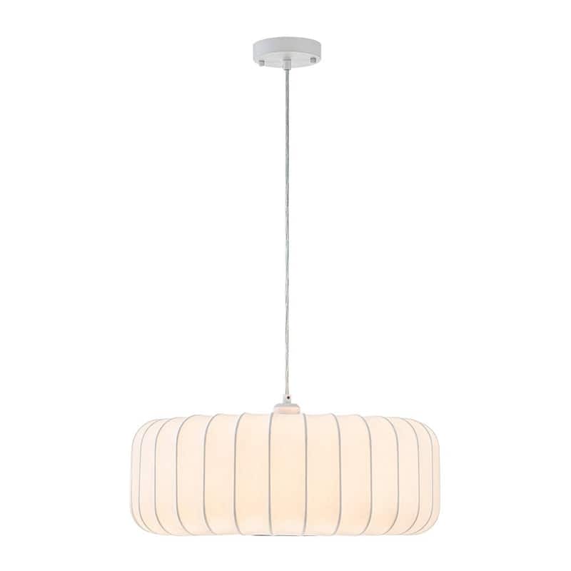 Dimmable Drum 1-Light Hanging Dining Pendant with Silk Shade - 20.1 in