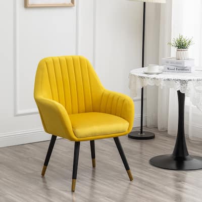 Contemporary Velvet Upholstered Accent Chair, Yellow