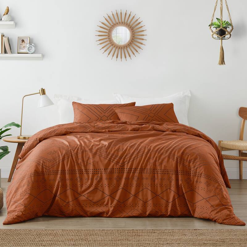 Sweet Jojo Designs Orange Boho Bohemian Tribal Neutral 3p Full/Queen Comforter Set Neutral Rust Southwest Arrow Geometric Aztec